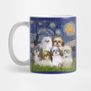 Starry Night Adapted to Include Six Shih Tzus Mug